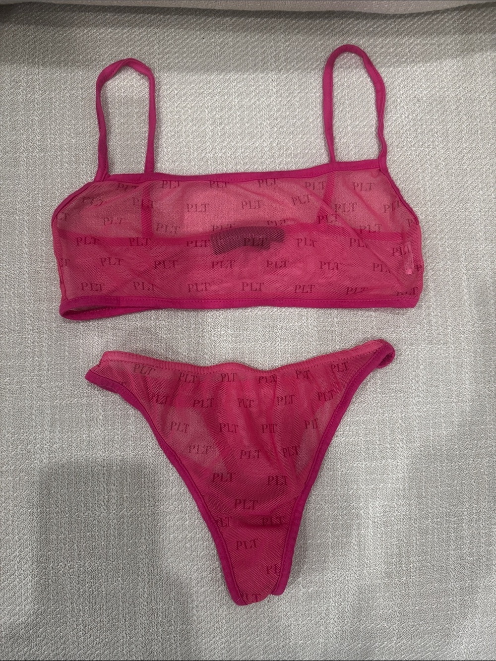 Pretty Little Thing Monogram Pink Bralette Set